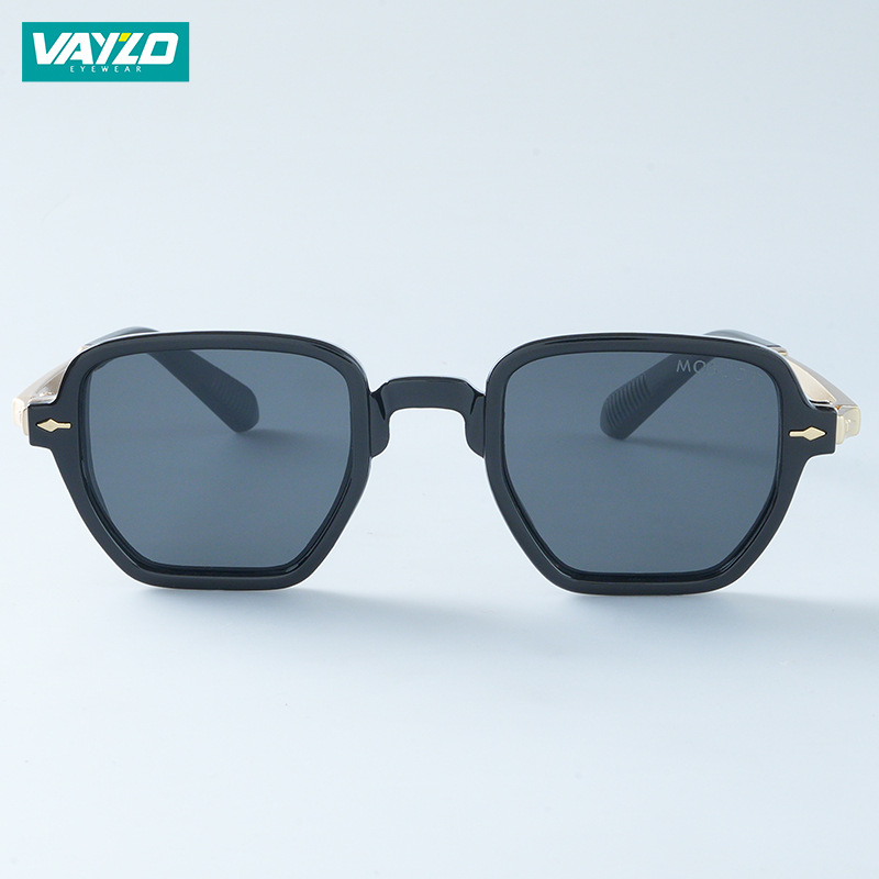 Polygon Square Golden Black sunglass