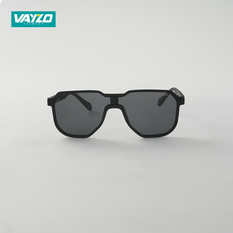 Flat Top Polarized Black Sunglass